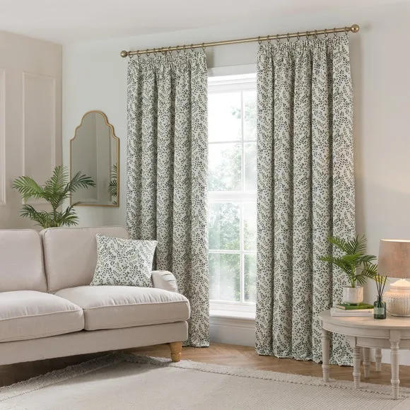 Shimla Embroidered Floral Pencil Pleat Curtains 2