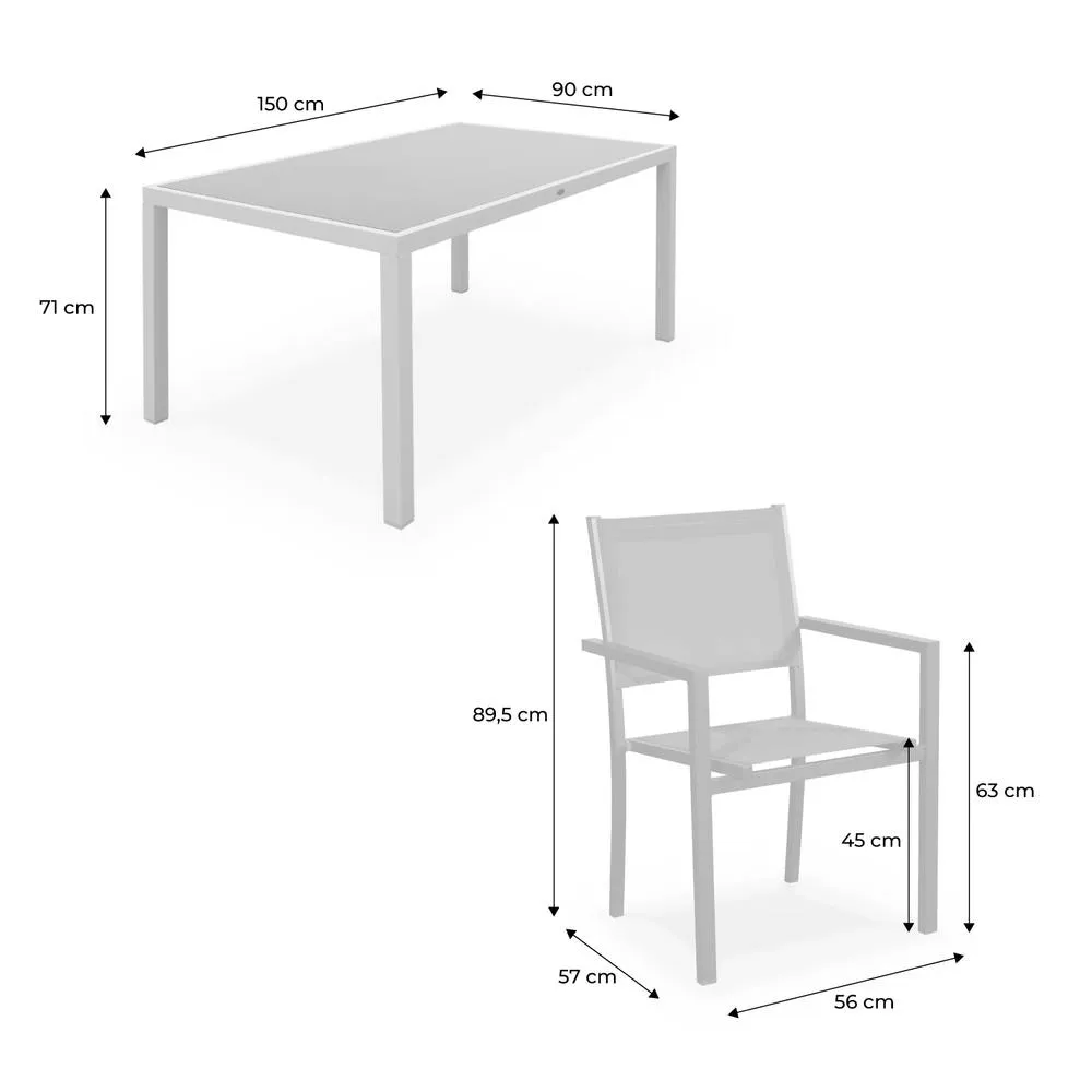 sweeek 6-seater Aluminium Garden Table With Textilene Chairs in Dark Grey 5