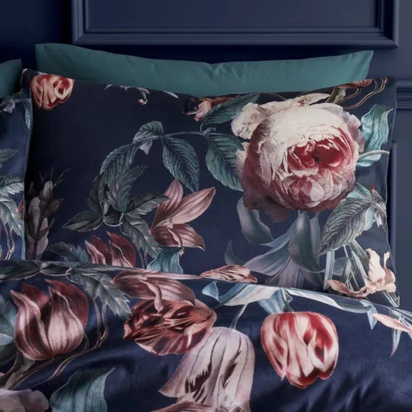Beatrix Floral Velvet Duvet Cover & Pillowcase Set 4