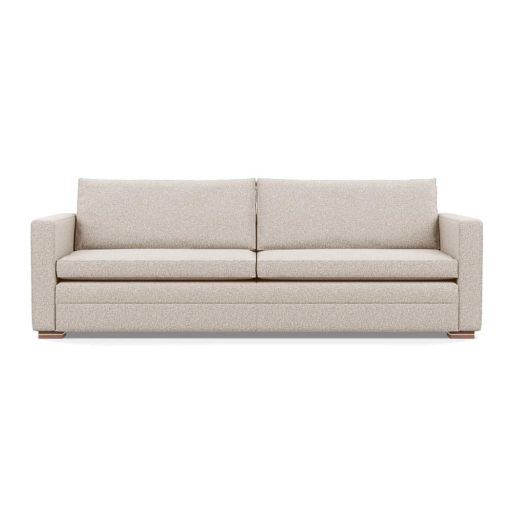 Heal's Palermo 5 Seater Sofa Loop Boucle Taupe Brass/Walnut Feet 1