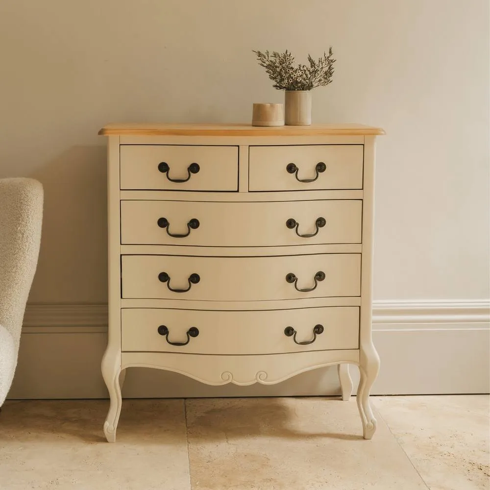 Statement Furniture Juliette Vintage Chic 2 Over 3 Chest of Drawers in Ivory