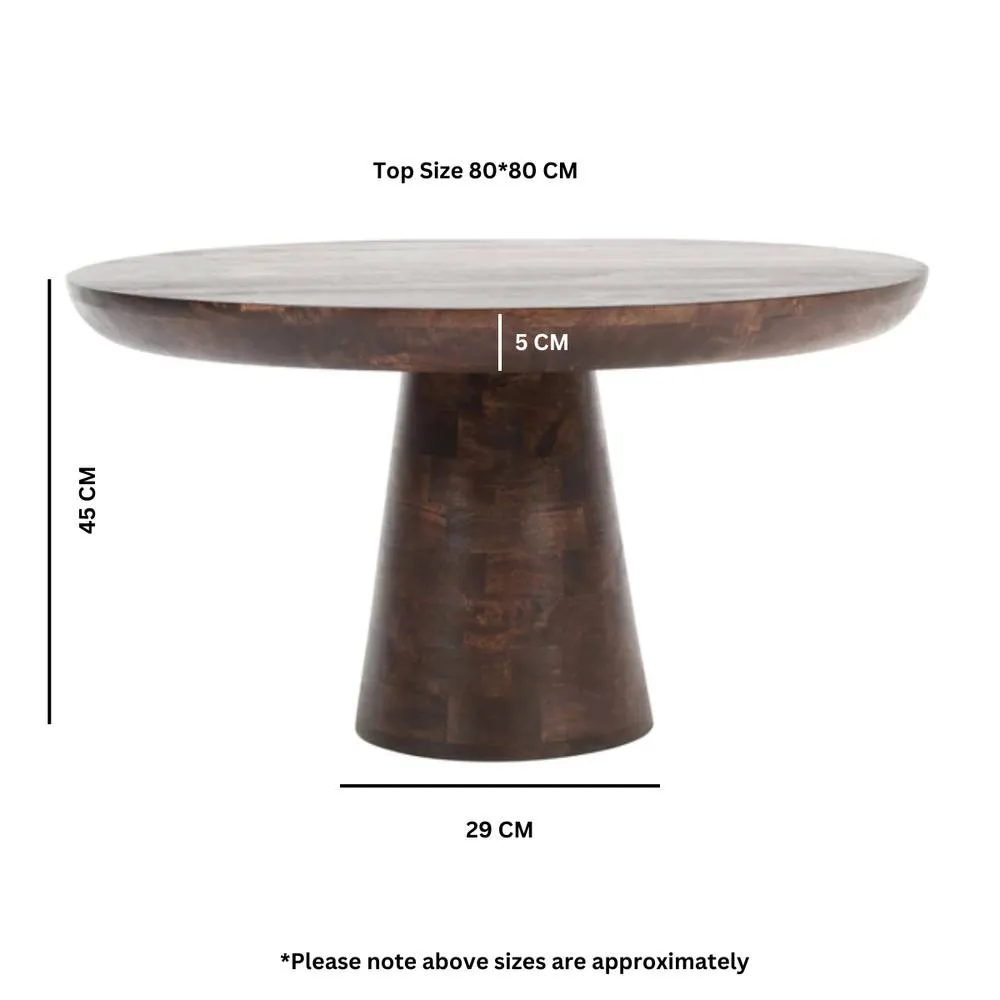 IH Design Natural Solid Dark Mango Wood Round Coffee Table Living Room in Brown 5