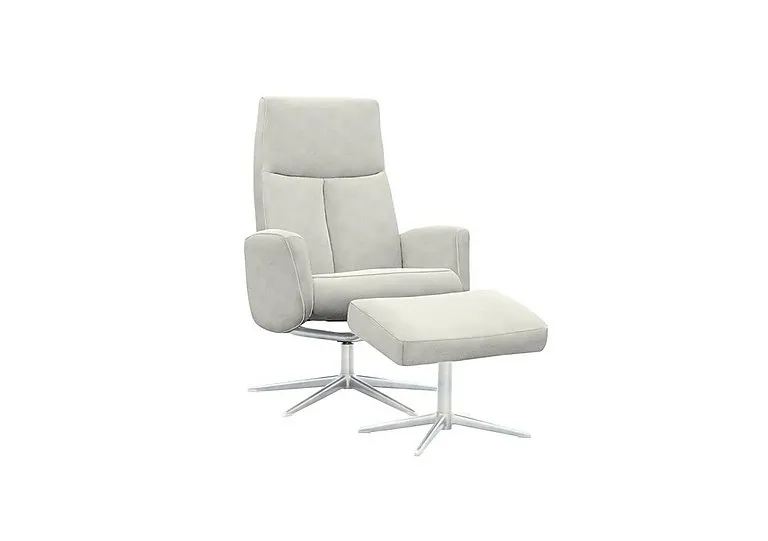 Vaasa Fabric Swivel Recliner Chair and Footstool with Chrome Base
