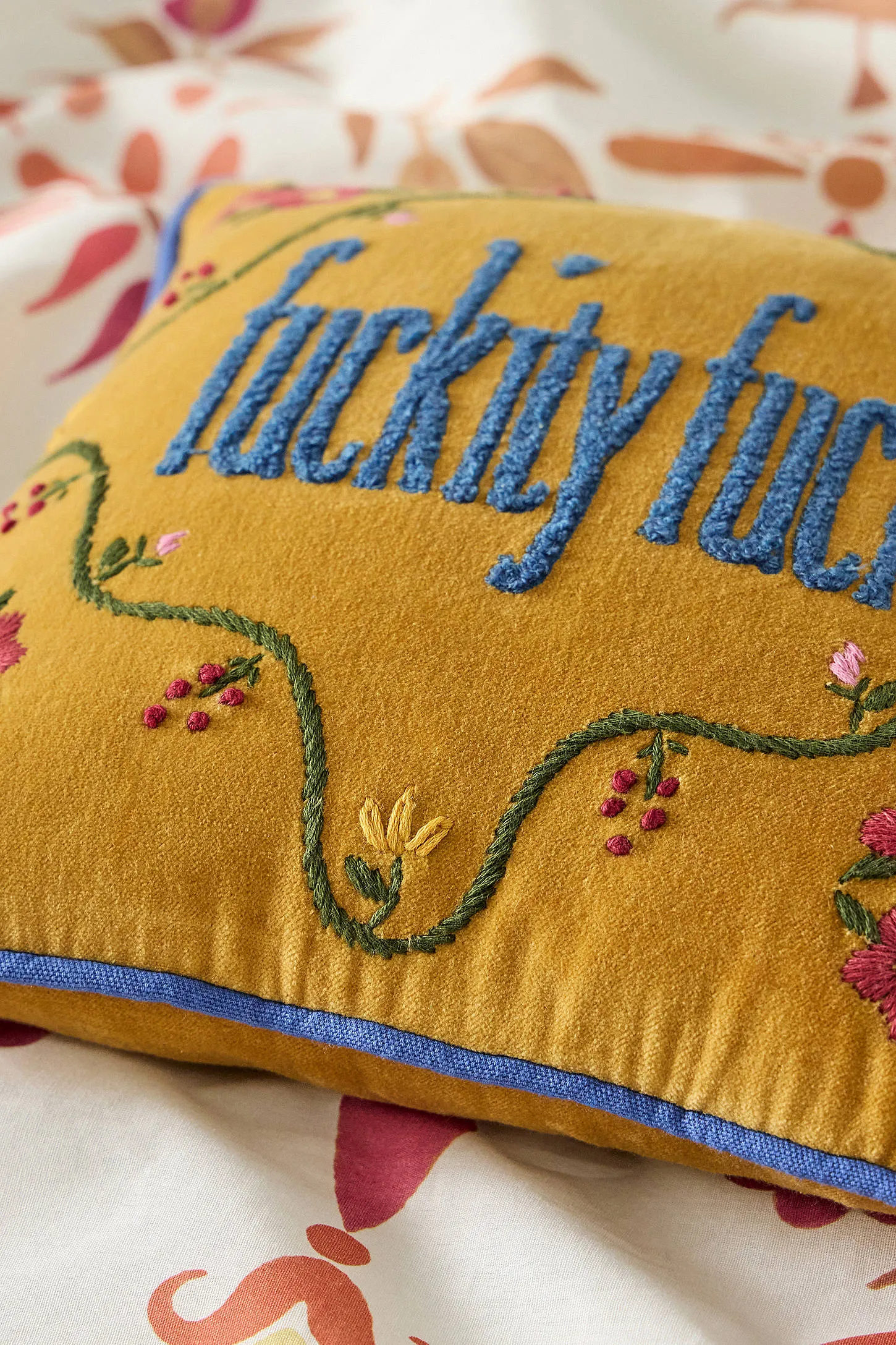 Mustard Fuckity Fuck Cushion - Dark Yellow 2