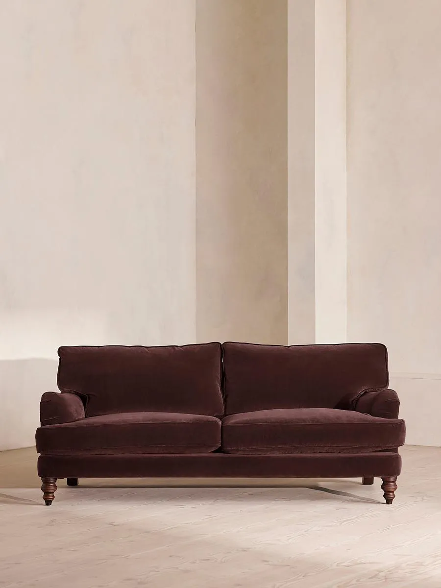 Arundel Three Seater Sofa, Velvet, Aubergine