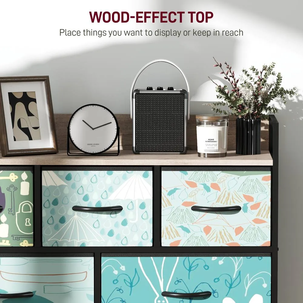 HOMCOM Chest of Drawers for Bedroom, Fabric Dresser with Shelf in Blue 5