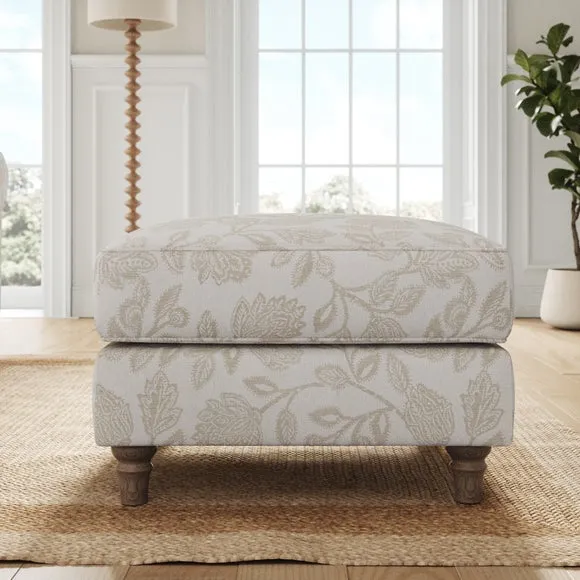 Flori Woven Floral Fabric Footstool 2