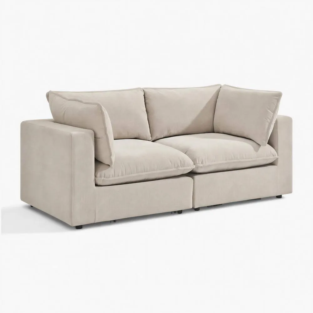 FurnitureboxUK Echo Linen-Look Fabric 2 Seater Modular Sofa in Cream 6