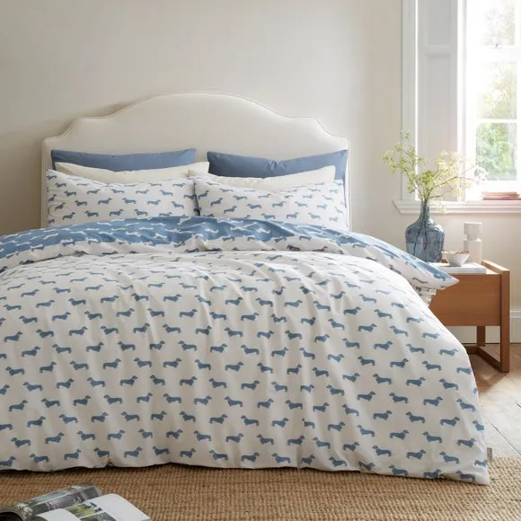 Emily Bond Brushed Peggy Daschund 100% Cotton Duvet Cover & Pillowcase Set 1