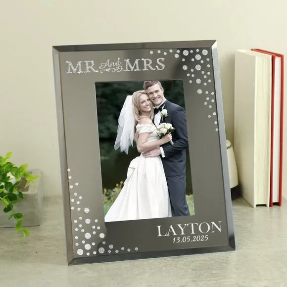 Personalised Mr and Mrs Diamante Glass Photo Frame 4