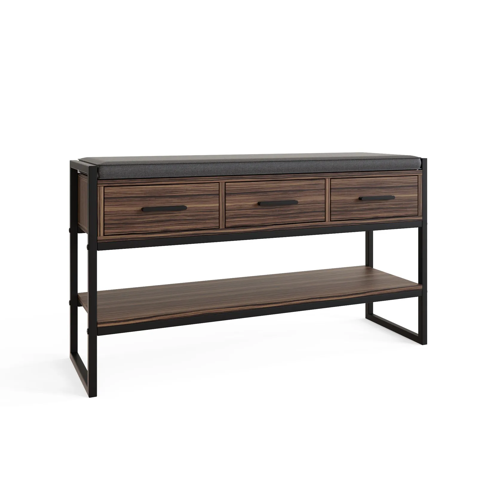 GFW Quinn Industrial Shoe Bench with Storage in Walnut 2
