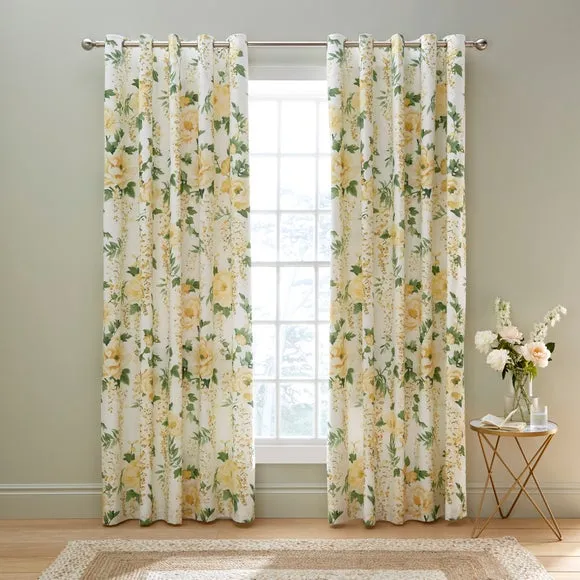 Hidcote Peonies Polycotton Eyelet Blackout Curtains 2