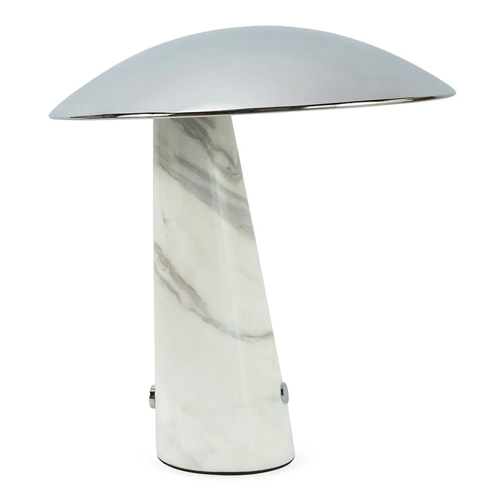 Heal's Abri LED Portable Table Lamp Chrome & White Volakas Marble 2