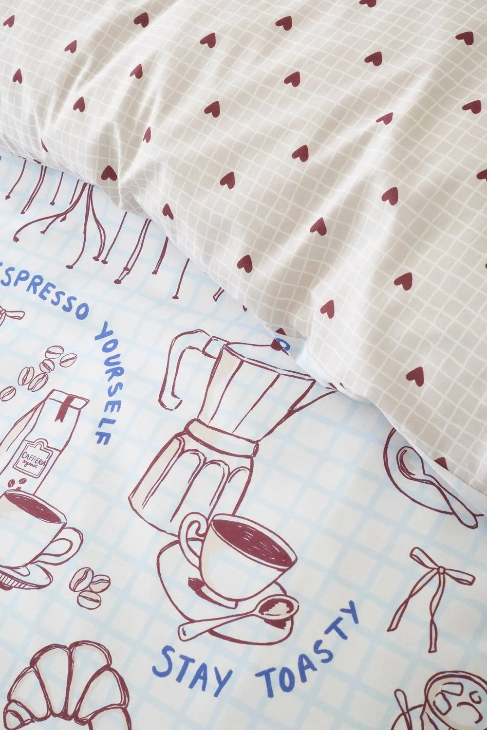 Fusion 'Coffee Club' Easy Care Duvet Cover Set in Blue 3