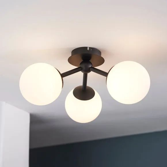 Vogue Orb 3-Arm Semi Flush Bathroom Ceiling Light