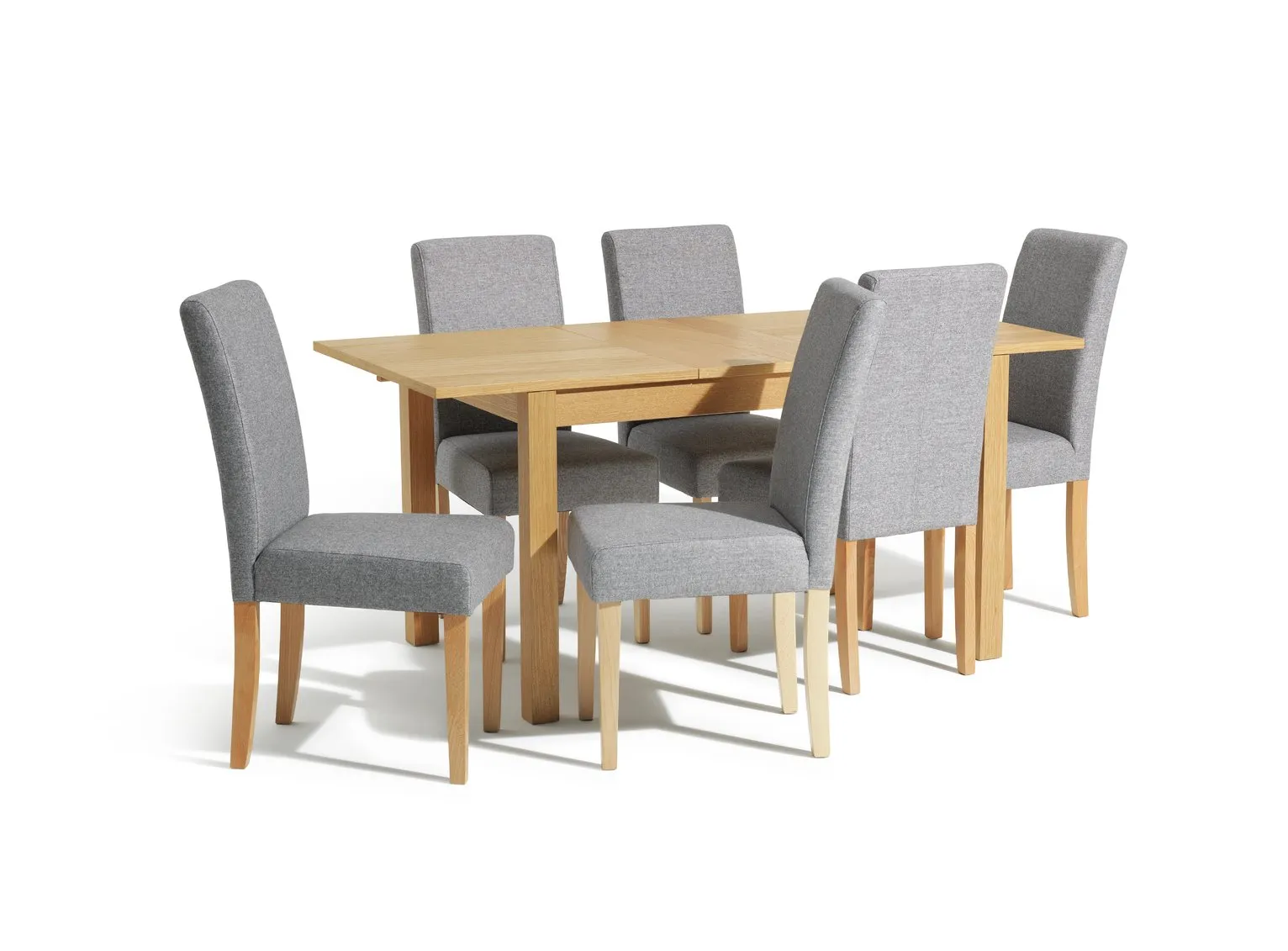 Habitat Clifton Extending Table & 6 Tweed Chairs - Grey