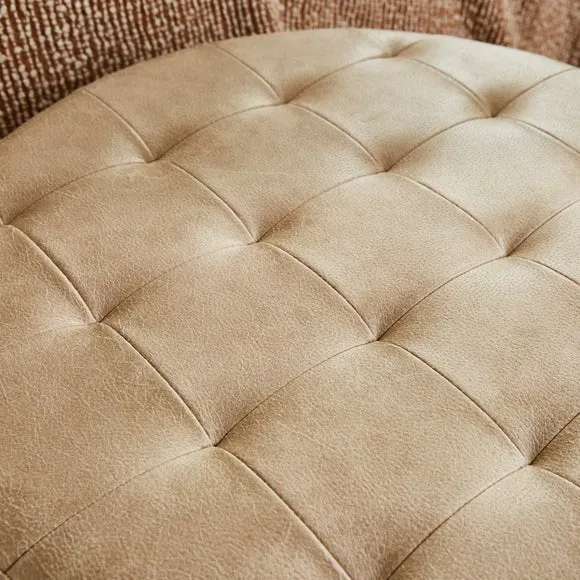 Faux Leather Large Round Ottoman 3