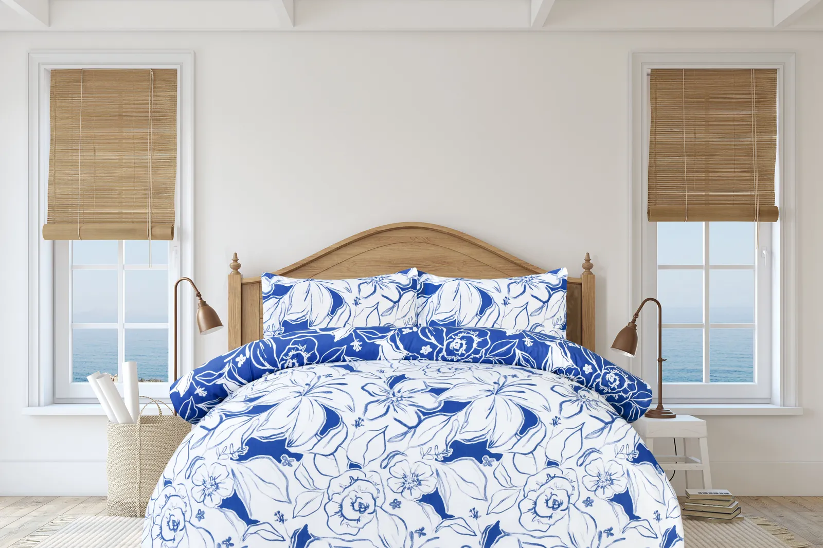 Smart Living Luxury Super Soft Reversible Hawaiian Tropic Duvet Cover with Pillowcase in Blue 2
