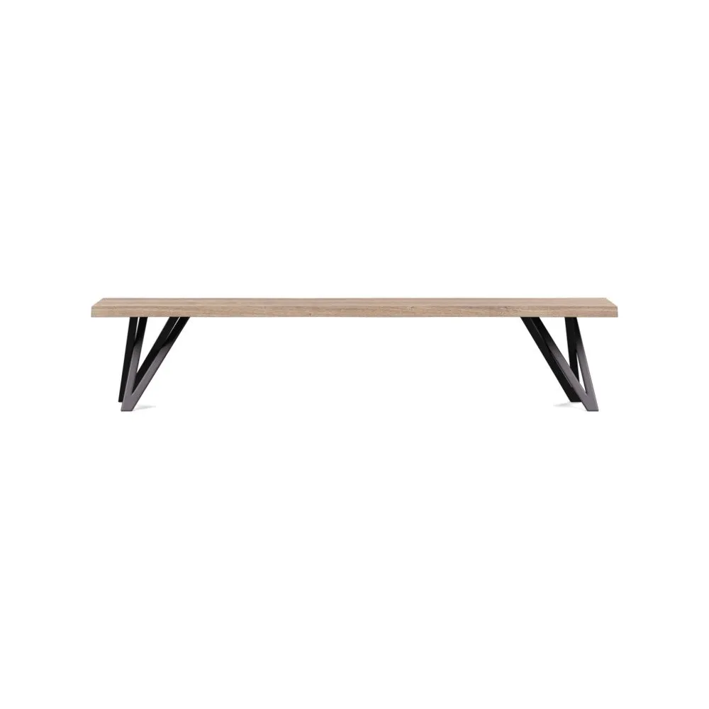 Heal's Vienna Bench 200x35cm Grey Oiled Oak Natural Edge Filled 1