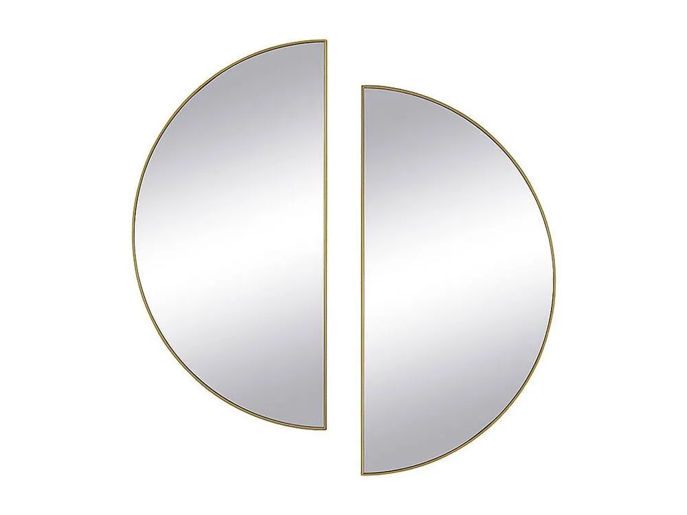 Vente-unique Set Of 2 Half-Circle Design Metal Mirror - W.50 X H.100 Cm - Gilded in Gold 4