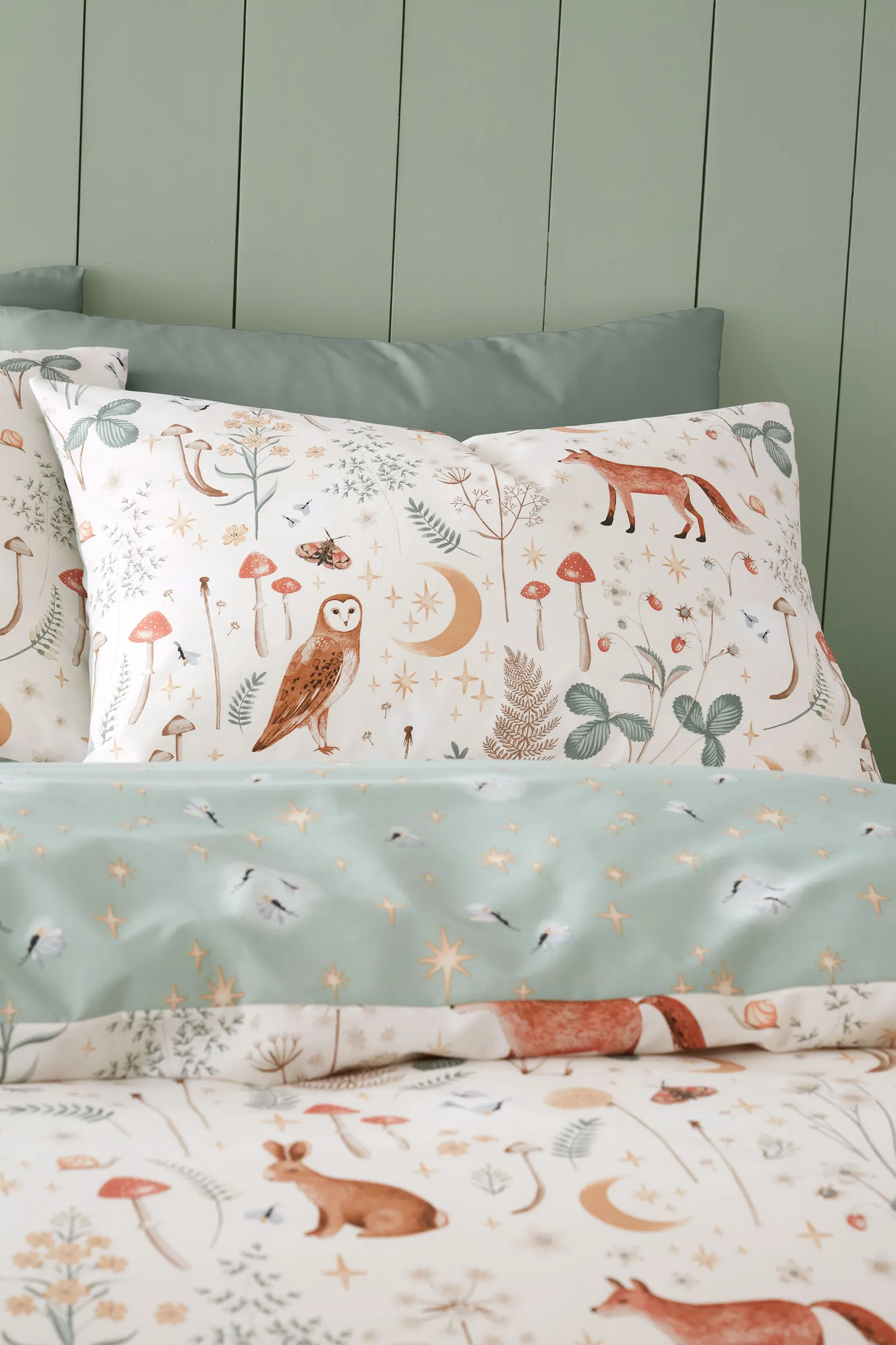 Catherine Lansfield 'Enchanted Twilight Animals' Reversible Duvet Cover Set in Natural 3