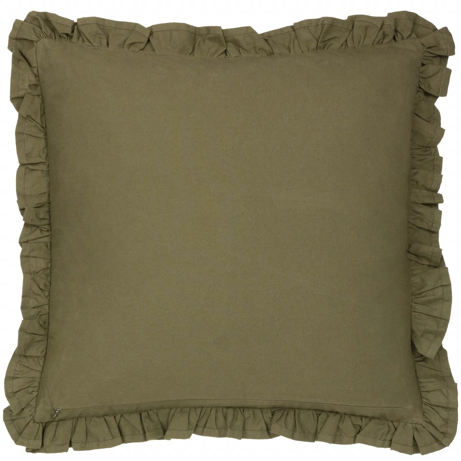 Paoletti Kemble Floral 100% Cotton Frilled Cushion in Olive 3