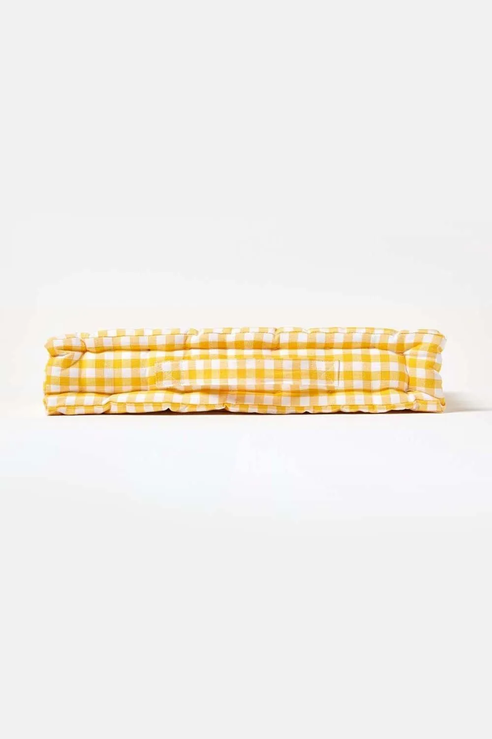 Homescapes Cotton Gingham Check Floor Cushion in Yellow 5
