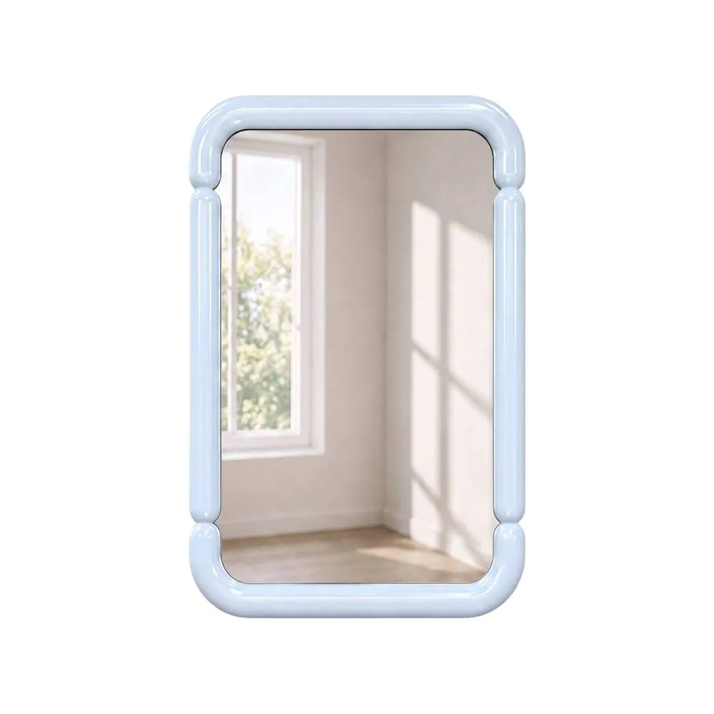 sweeek Rectangular mirror with wood decor 106cm in Light Blue