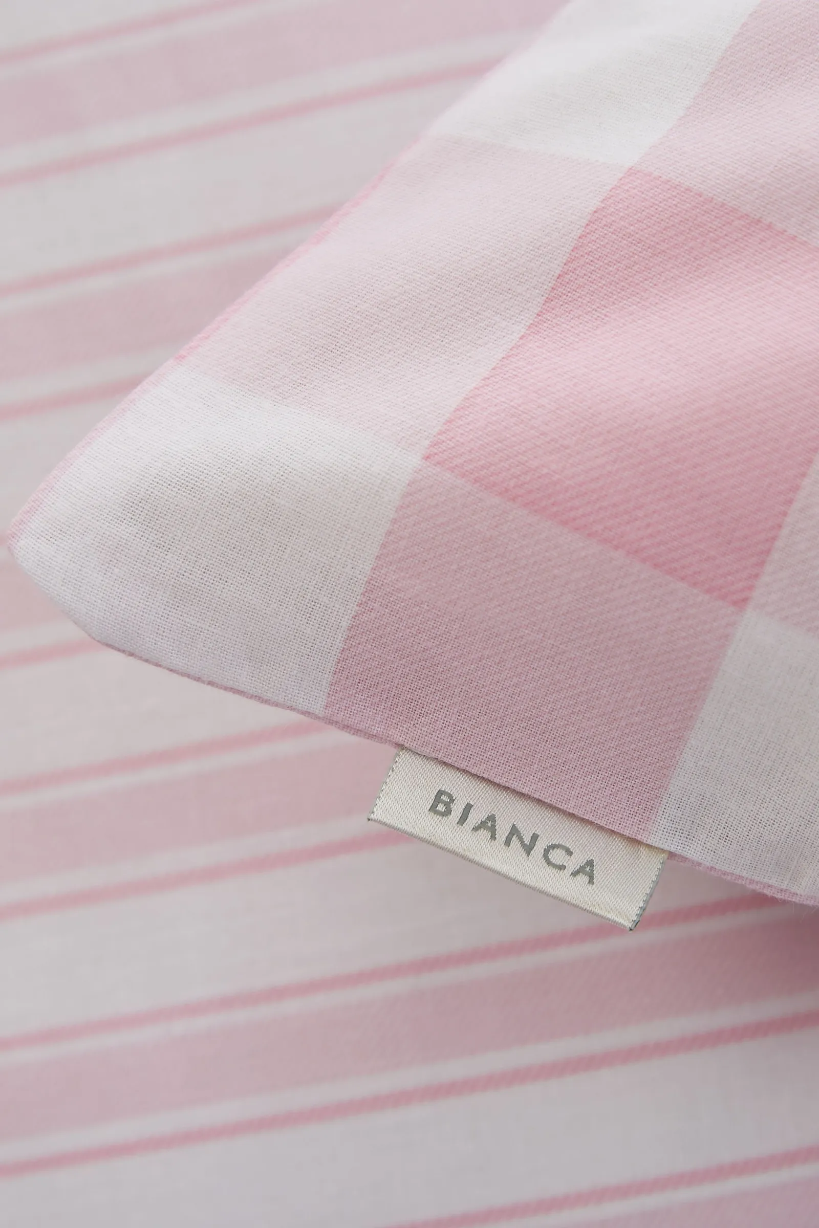 Bianca Check & Stripe Cotton Duvet Set in Pink 3