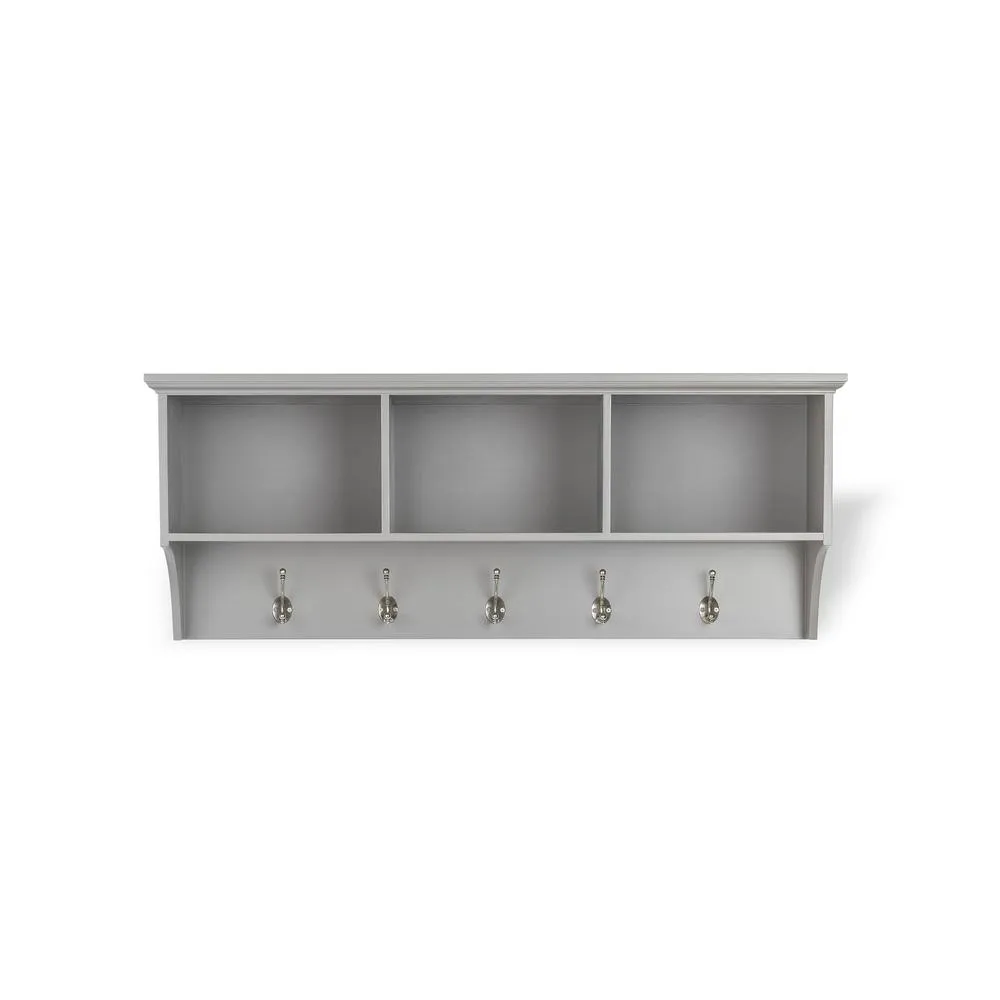 Statement Furniture Tetbury Large Hallway Coat Rack / Shelf with Wicker Storage Baskets in Light Grey 3