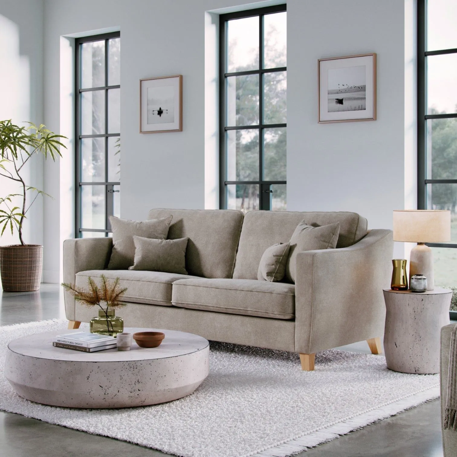The Great Sofa Company Jackson 4 Seater Chenille Sofa in Stone 1