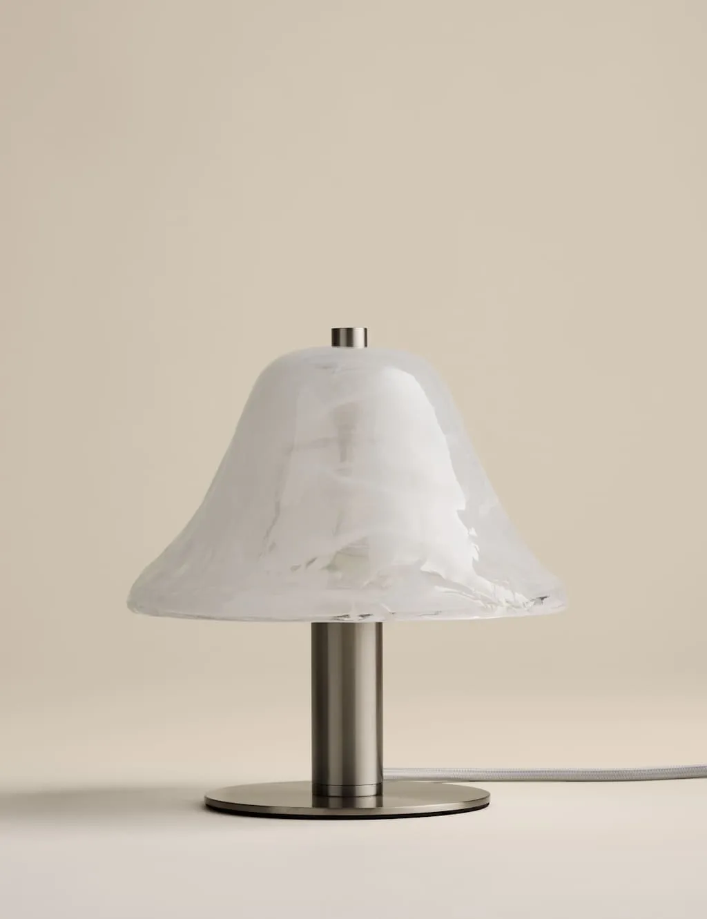 M&S Wavy Glass Mushroom Table Lamp White
