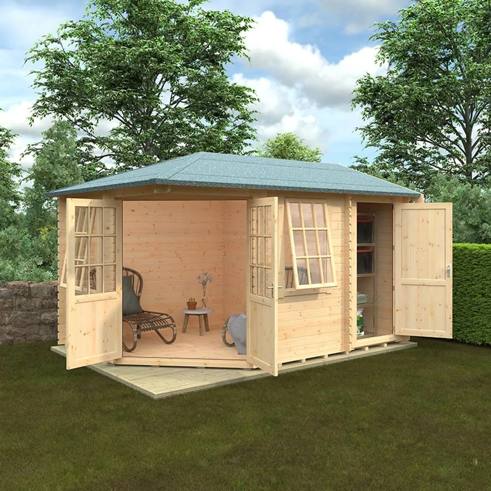 Buttercup Farm 14x10 The Victoria 28mm Cabin - L415 x W295 x H272.6 cm in Natural 4