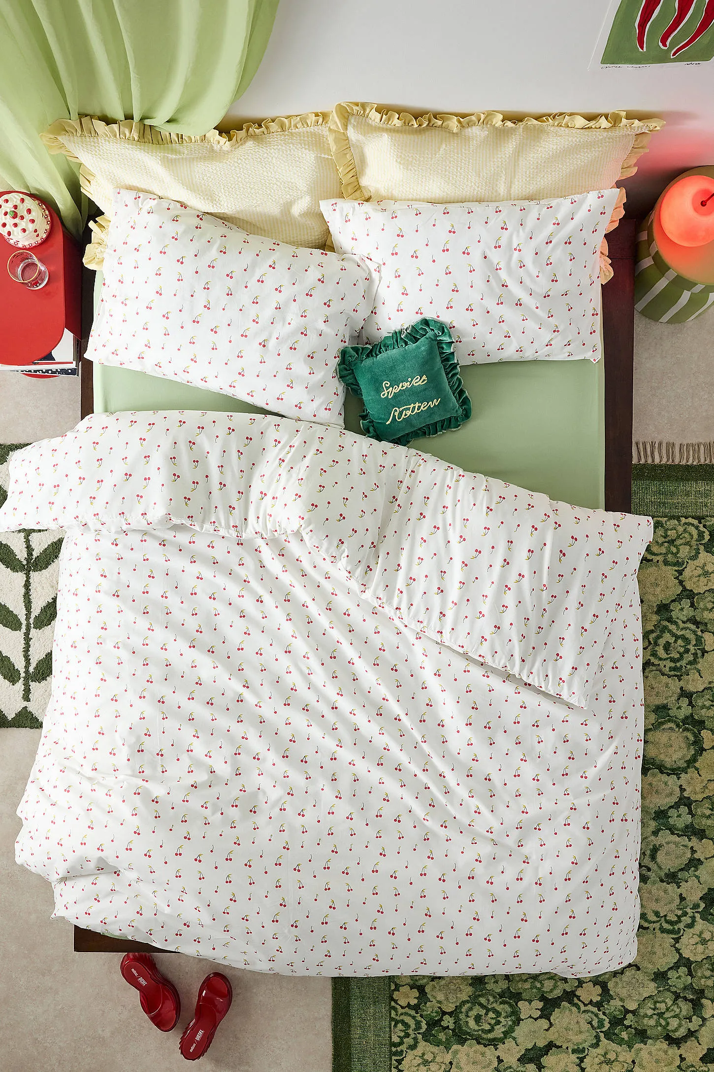 Cherries Duvet Set - White