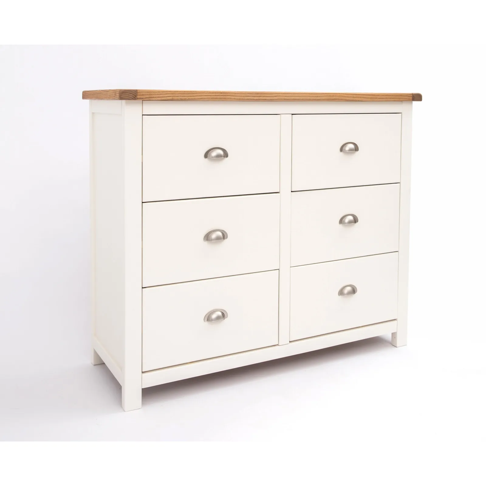 Cabinet Bits Lovere 6 Drawer Chest of Drawers Chrome Cup Handle in Off-White 3