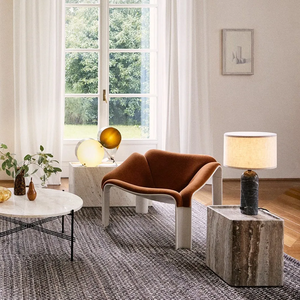 Gubi F300 Lounge Chair Dedar Alpaca Alto 021 Squirrel Alabster White Base 4