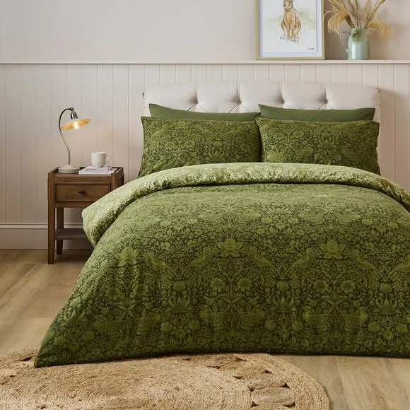 Strawberry Thief 100% Brushed Cotton Duvet Cover & Pillowcase Set 1