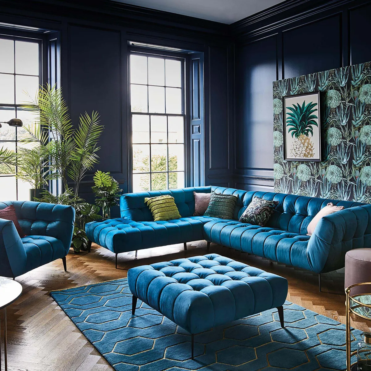 Azalea Corner Group Chaise Left Sofa, Teal | Barker & Stonehouse 2