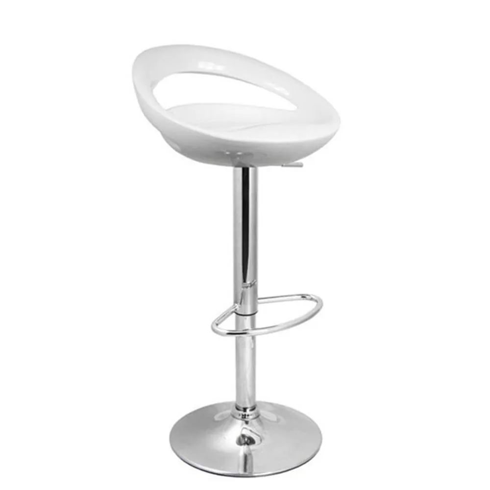 netfurniture Half Moon White Adjustable Breakfast Bar Stool with Chrome Base