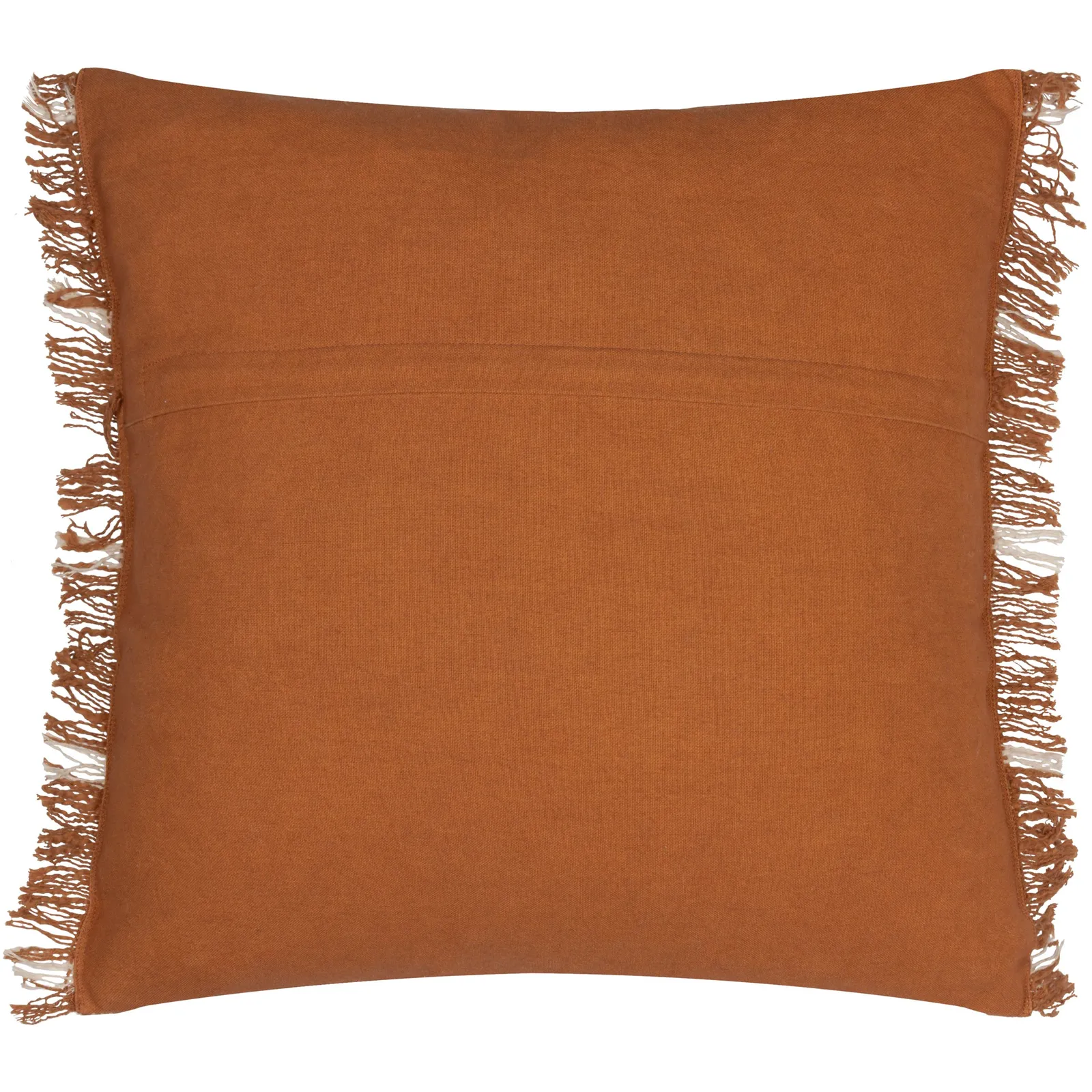 Yard Beni Check 100% Cotton Fringed Cushion in Burnt Orange 3