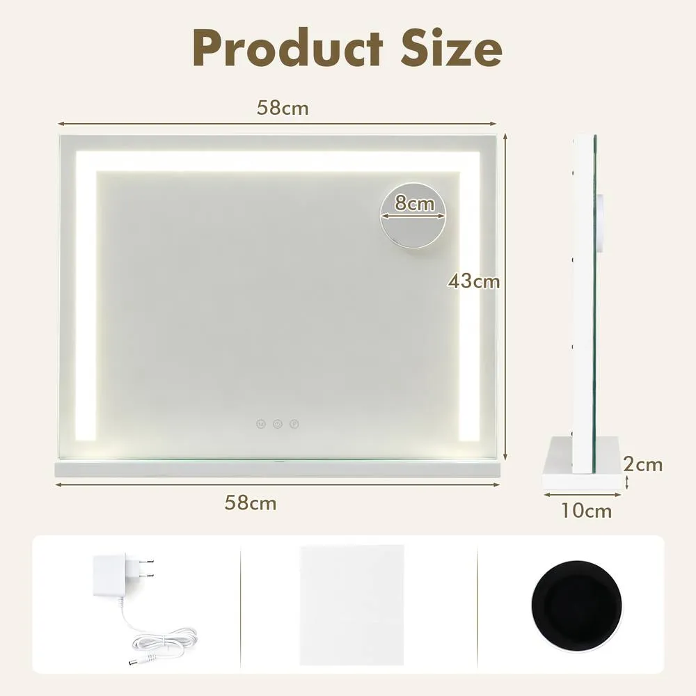 Costway Crystal Vanity Mirror LED Lights White Makeup Mirror 2