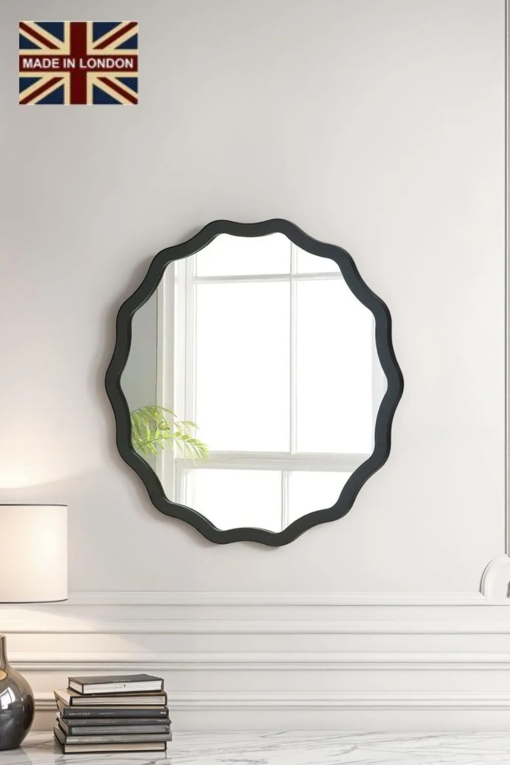 Yearn Mirrors Black Ripple Framed Circular Wall Mirror 60x60cm