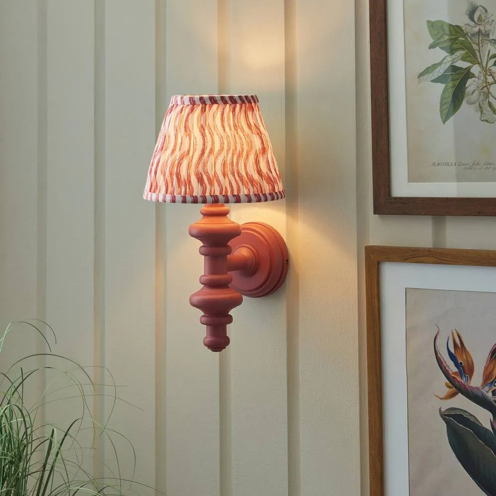 Netlighting Carnaby Pink Wall Light Pink Fabric Ripple Shade 20cm B22 2