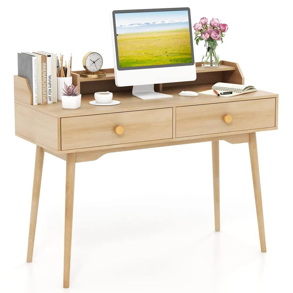 Costway Writing Desk 120 CM Home Office Computer Workstation in Beige