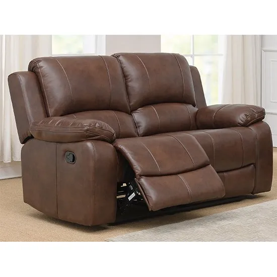 Andalusia Recliner LeatherGel And PU 2 Seater Sofa In Whiskey