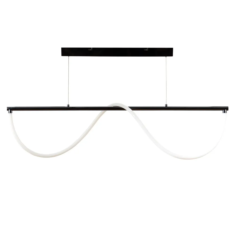 Heal's Wave LED Long Pendant Black Chrome