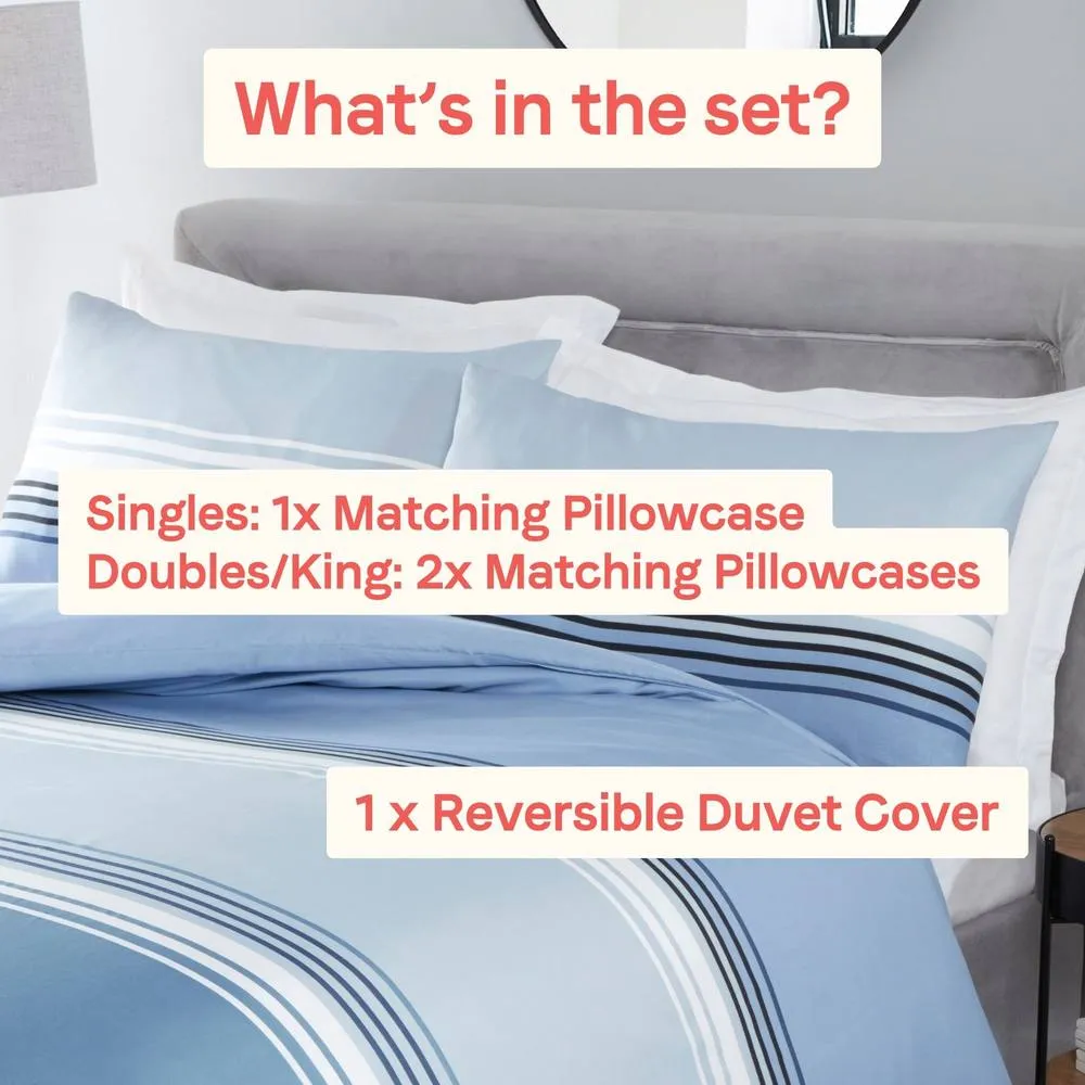 Rapport Home Chicago Stripes Microfiber Duvet Cover Bedding Set with Pillowcase in Blue 6