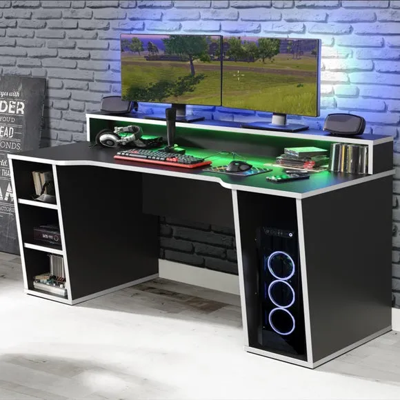 Furniture To Go Tezaur Gaming Desk With White Trim 5