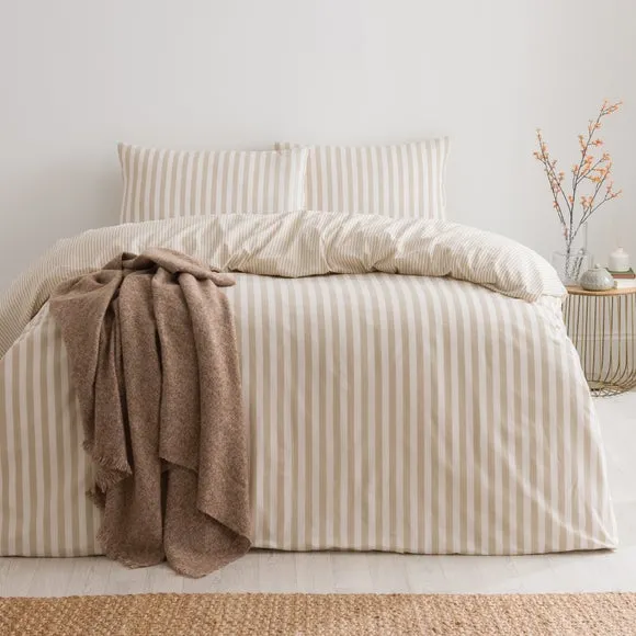 Durham Stripe 100% Cotton Duvet Cover and Pillowcase Set 1
