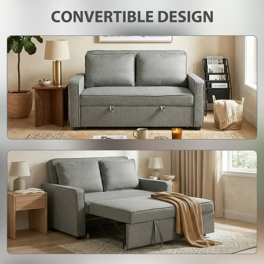 HOMCOM 2 Seater Sofa Bed Click Clack Pull Out Sofa Bed for Living Room Grey 4